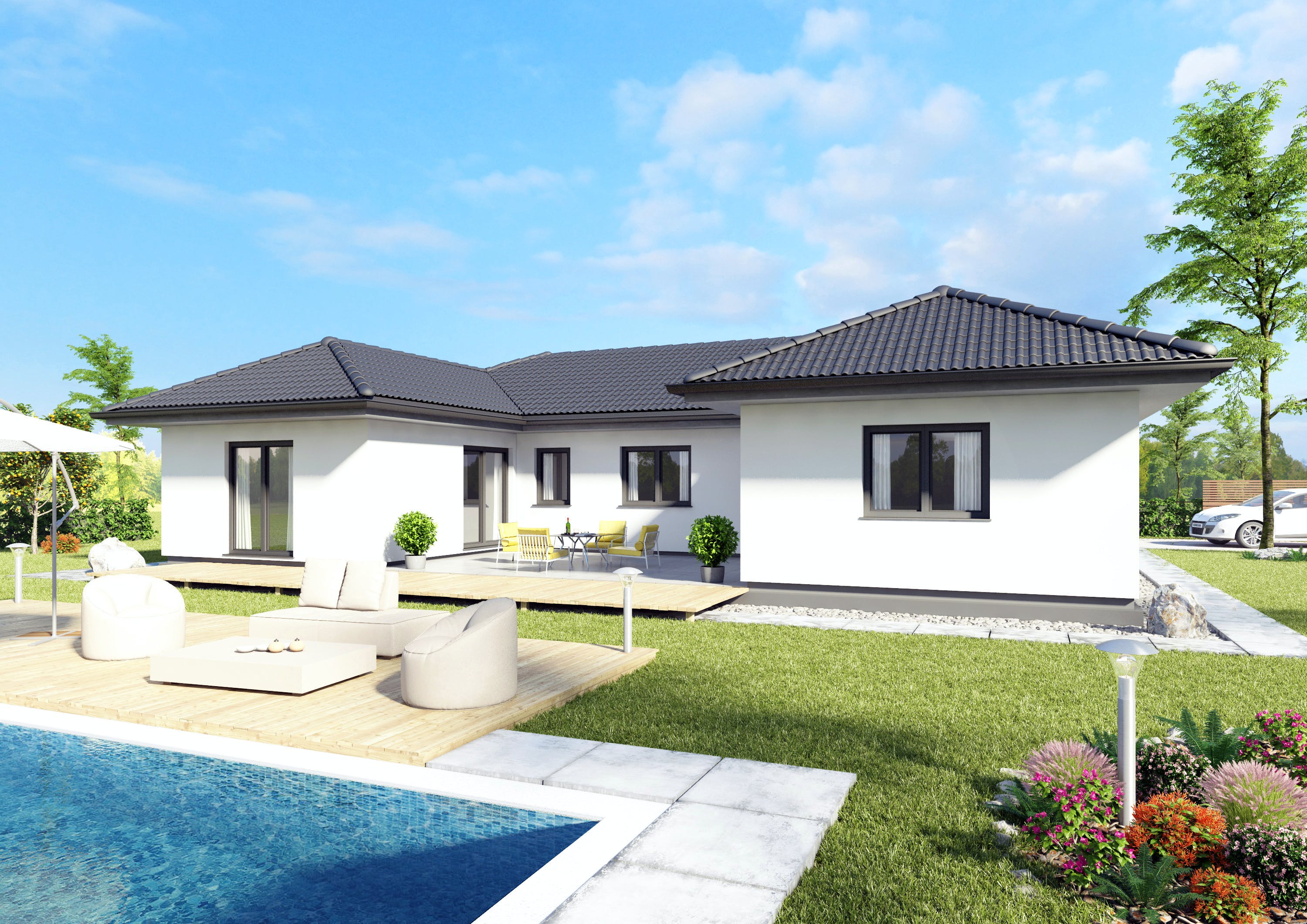 Fertighaus Elegance 140 W von Hartl Haus Schlüsselfertig ab 319072€, Bungalow Außenansicht 1