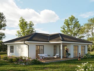 Massivhaus Bungalow Stralsund von Hauswärts Consulting Schlüsselfertig ab 250000€, Bungalow Außenansicht 1