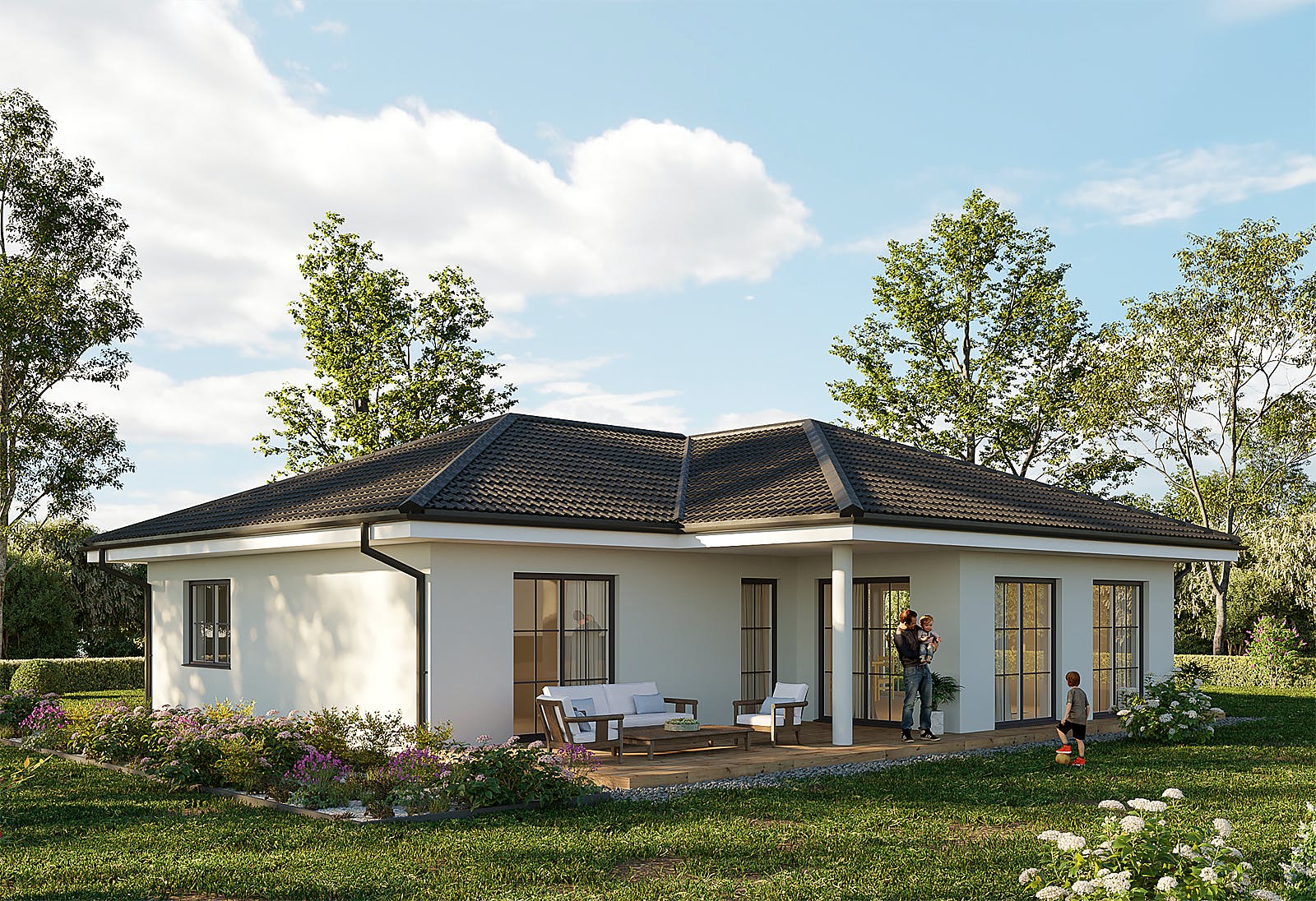 Massivhaus Stralsund von Hauswärts Consulting Schlüsselfertig ab 229000€, Bungalow Außenansicht 1