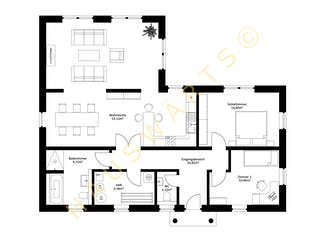 Massivhaus Bungalow Rostock - Satteldach von Hauswärts Consulting Schlüsselfertig ab 243000€, Bungalow Grundriss 1