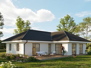 Massivhaus Bungalow Rostock - Walmdach von Hauswärts Consulting Schlüsselfertig ab 243000€, Bungalow Außenansicht 1