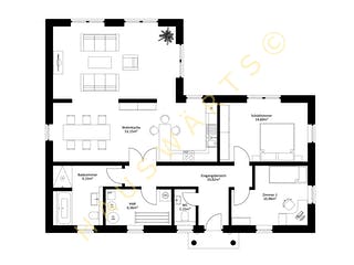 Massivhaus Bungalow Rostock - Walmdach von Hauswärts Consulting Schlüsselfertig ab 243000€, Bungalow Grundriss 1