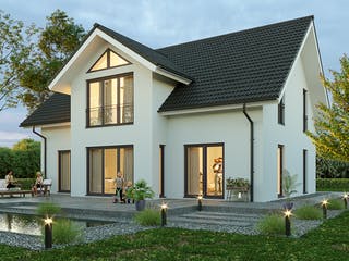 Massivhaus Landhaus Schwerin von Hauswärts Consulting Schlüsselfertig ab 395000€, Satteldach-Klassiker Außenansicht 1
