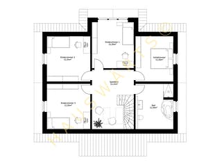 Massivhaus Landhaus Schwerin von Hauswärts Consulting Schlüsselfertig ab 395000€, Satteldach-Klassiker Grundriss 2