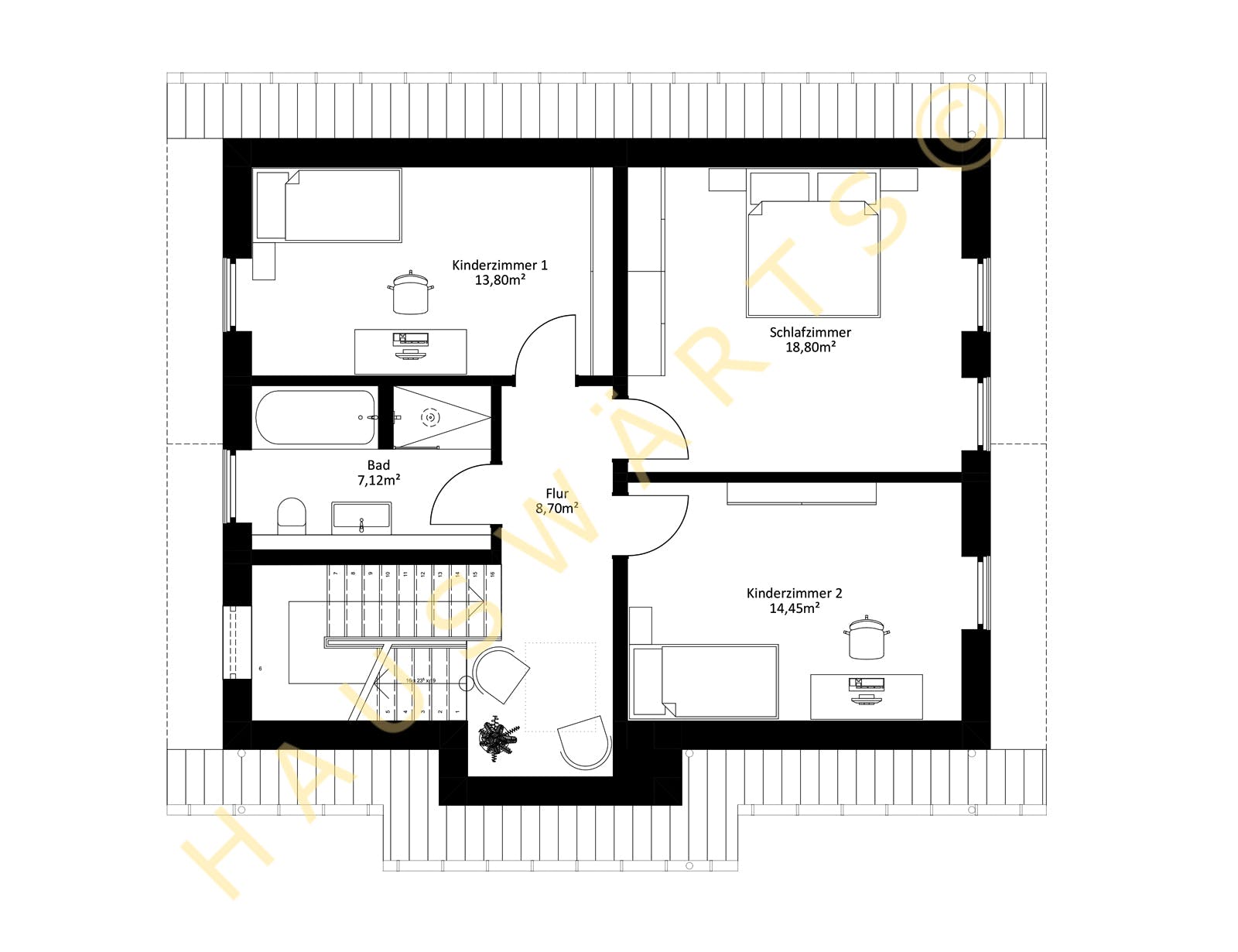 Massivhaus Bernau von Hauswärts Consulting Schlüsselfertig ab 249000€, Satteldach-Klassiker Grundriss 2