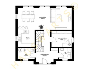 Massivhaus Stadtvilla Berlin von Hauswärts Consulting Schlüsselfertig ab 319000€, Stadtvilla Grundriss 1