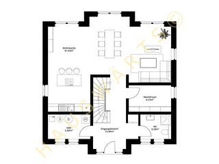 Massivhaus Stadtvilla Potsdam von Hauswärts Consulting Schlüsselfertig ab 346000€, Stadtvilla Grundriss 1