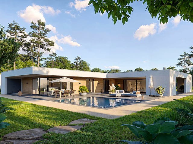 Massivhaus Bungalow 206.1 von Haus der Handwerker, Bungalow Außenansicht 1 Massivhaus Bungalow 206.1 von Haus der Handwerker, Bungalow Außenansicht 1