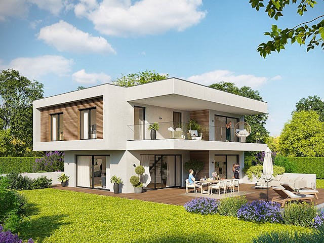 Massivhaus Lifestyle 173.1 von Haus der Handwerker, Cubushaus Außenansicht 1