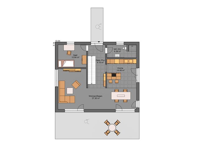 Massivhaus Stadtvilla 154.1 von Haus der Handwerker, Stadtvilla Grundriss 1