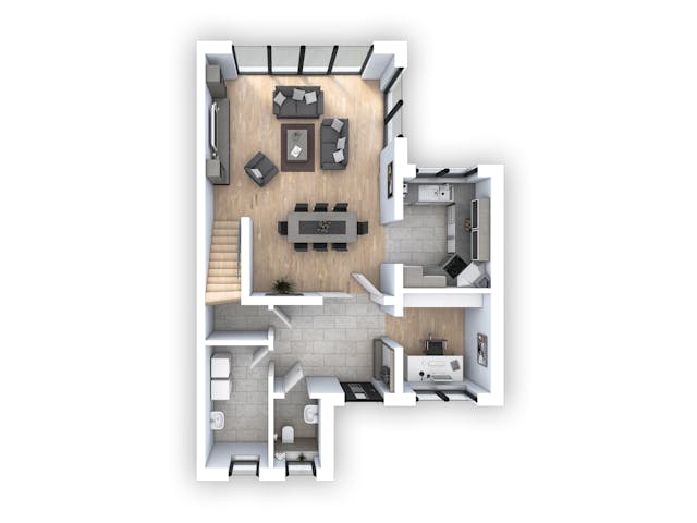 Massivhaus DHH Bauhaus 130 von hebelHAUS, Cubushaus Grundriss 1 Massivhaus DHH Bauhaus 130 von hebelHAUS, Cubushaus Grundriss 1