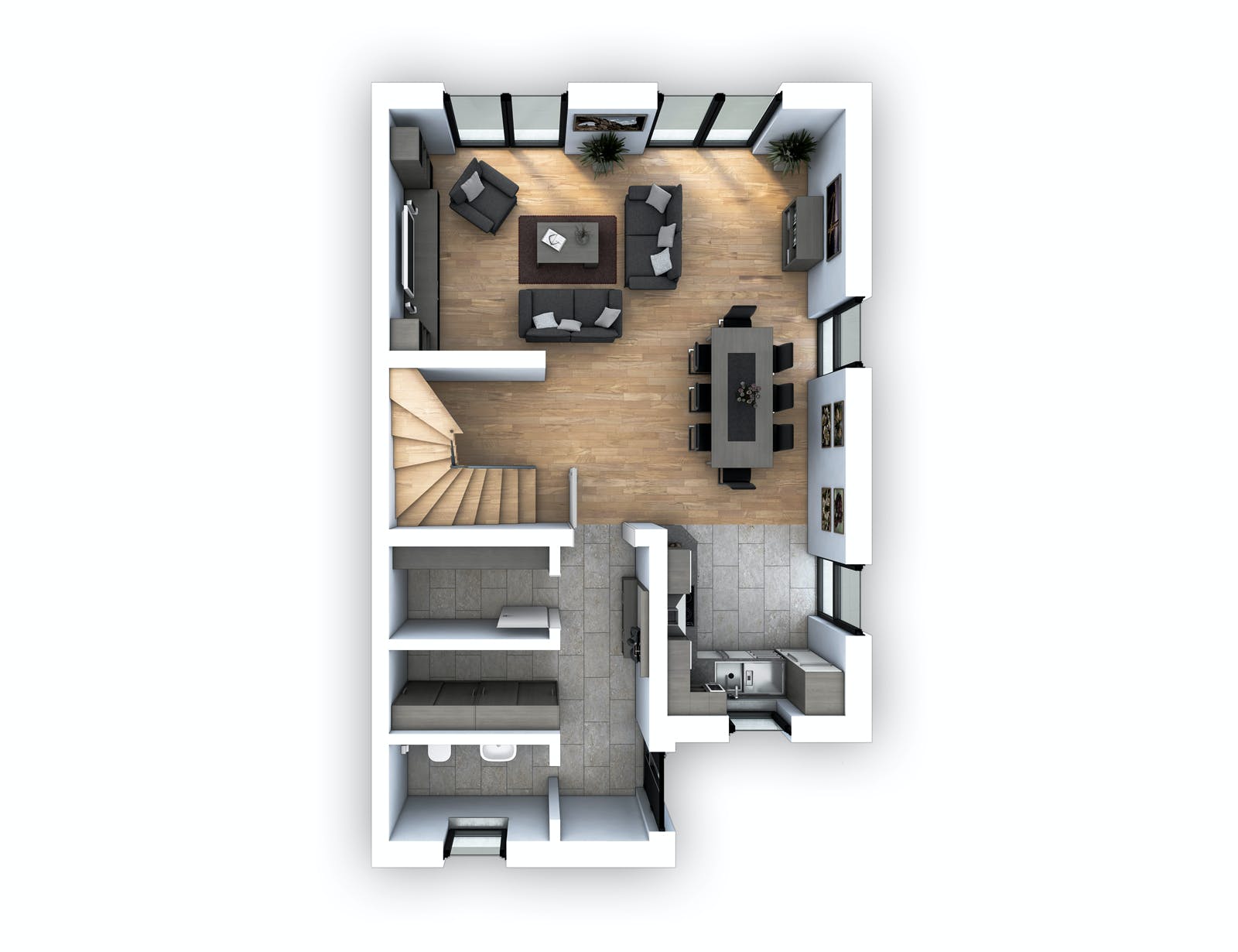 Massivhaus DHH Stadtvilla 110 von hebelHAUS, Satteldach-Klassiker Grundriss 1