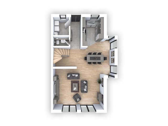 Massivhaus DHH Stadtvilla 176 von hebelHAUS, Pultdachhaus Grundriss 1