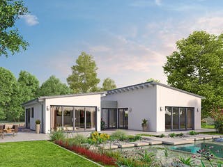 Massivhaus EFH Bungalow 105 von hebelHAUS, Bungalow Außenansicht 2