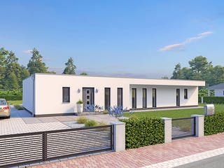Massivhaus EFH Bungalow 115 von hebelHAUS, Bungalow Außenansicht 1