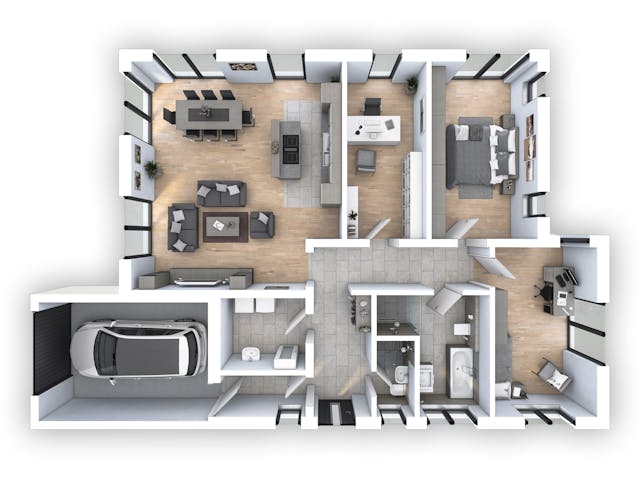 Massivhaus EFH Bungalow 119 von hebelHAUS, Bungalow Grundriss 1