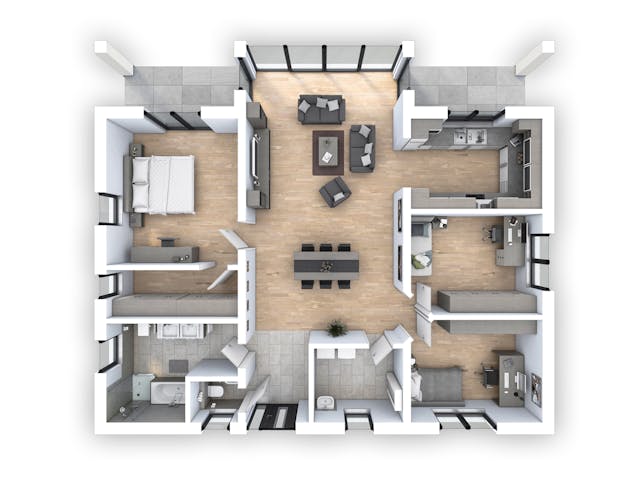 Massivhaus EFH Bungalow 125 von hebelHAUS, Bungalow Grundriss 1