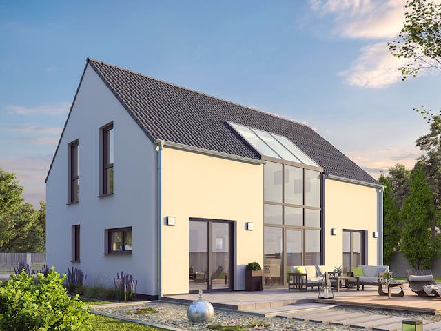 Massivhaus EFH Klassik 118 von hebelHAUS, Satteldach-Klassiker Außenansicht 1