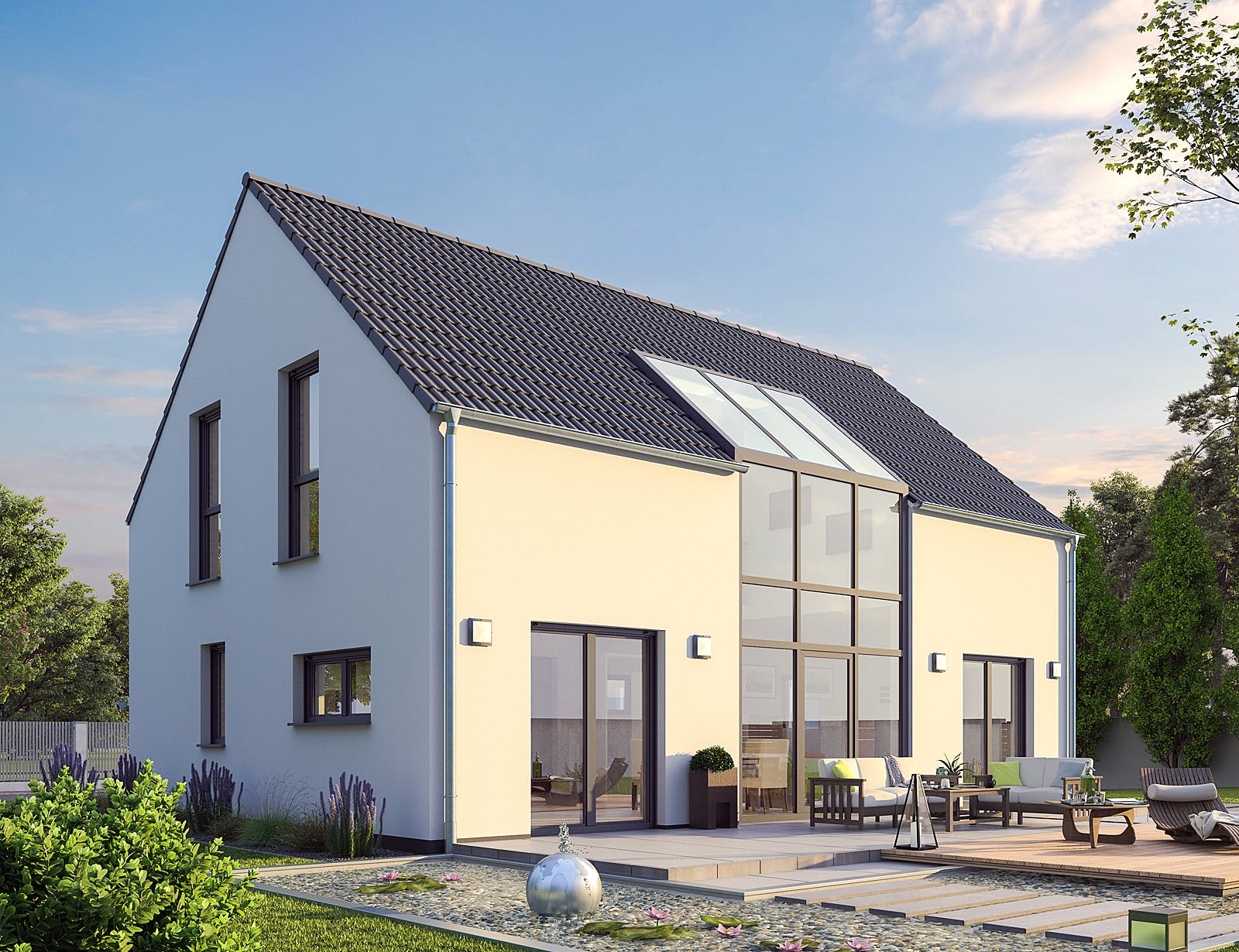 Massivhaus EFH Klassik 118 von hebelHAUS, Satteldach-Klassiker Außenansicht 1