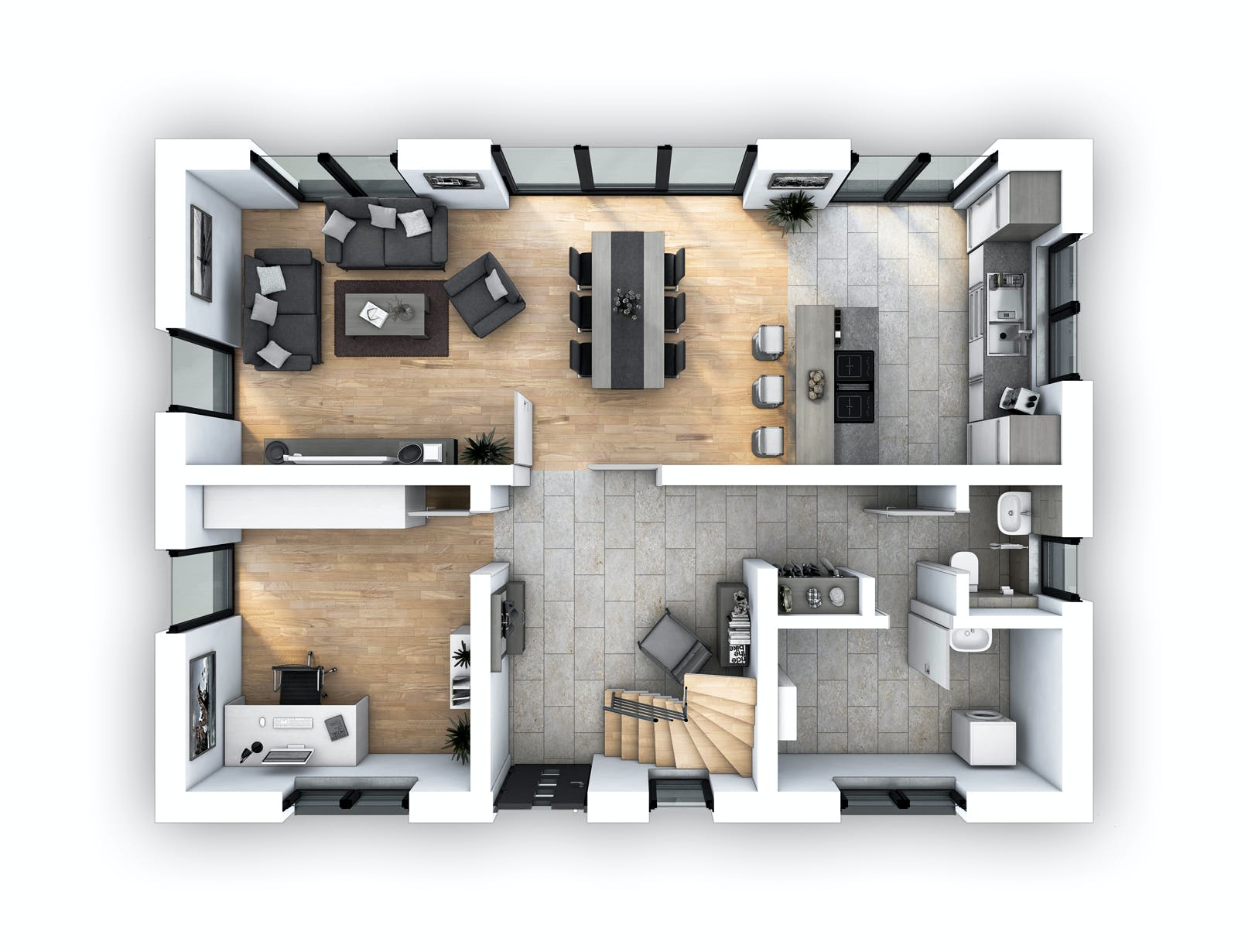 Massivhaus EFH Klassik 118 von hebelHAUS, Satteldach-Klassiker Grundriss 1