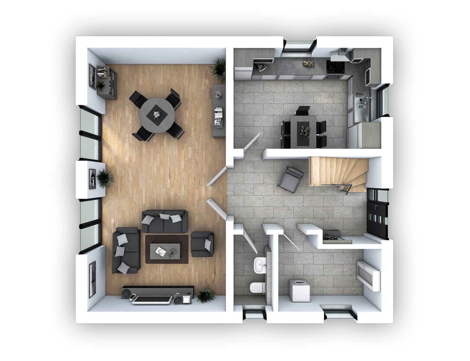 Massivhaus EFH Klassik 121 von hebelHAUS, Satteldach-Klassiker Grundriss 1