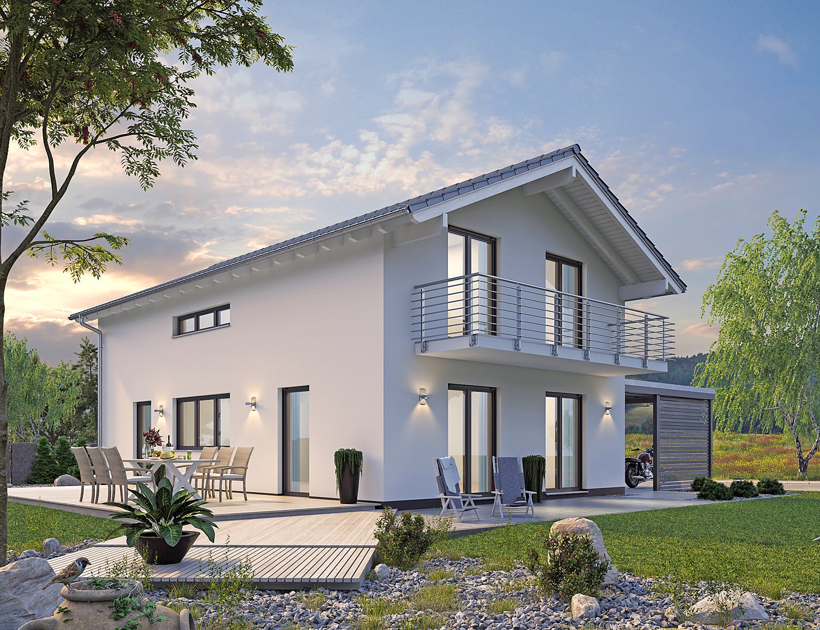 Massivhaus EFH Klassik 138 von hebelHAUS, Satteldach-Klassiker Außenansicht 1