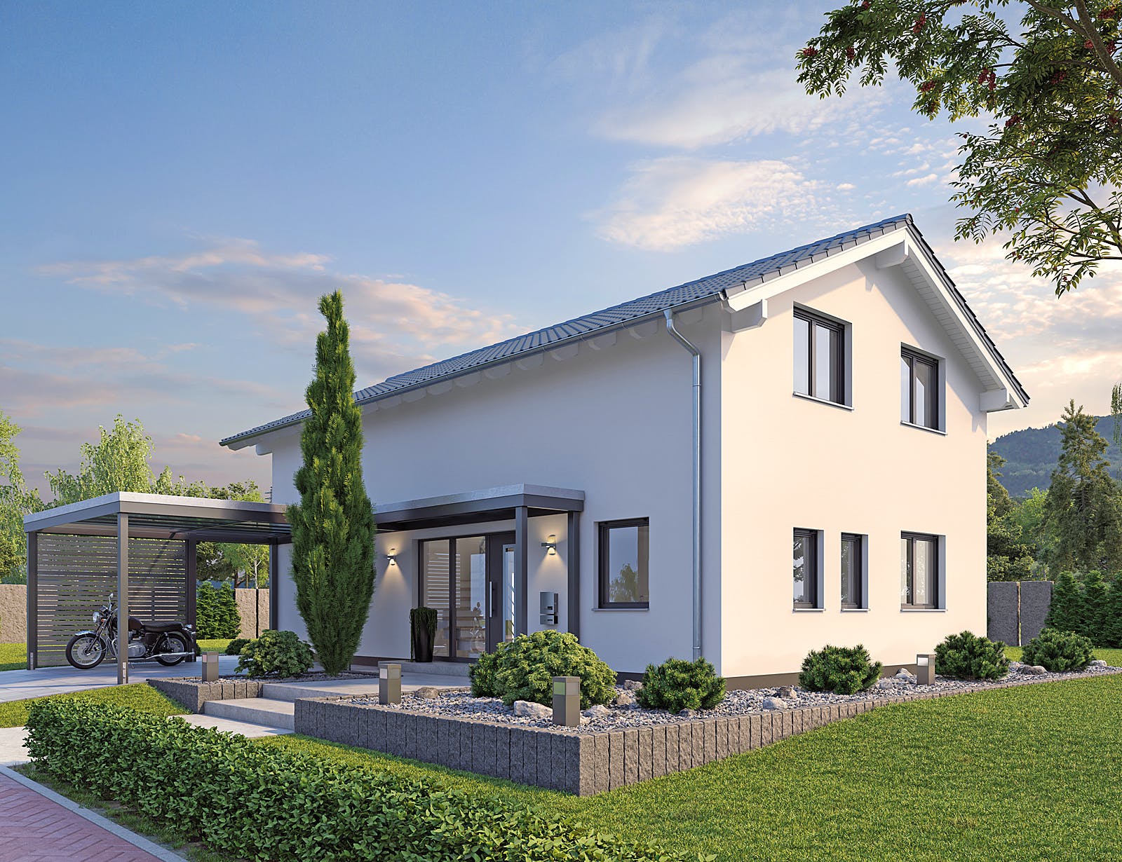 Massivhaus EFH Klassik 138 von hebelHAUS, Satteldach-Klassiker Außenansicht 2