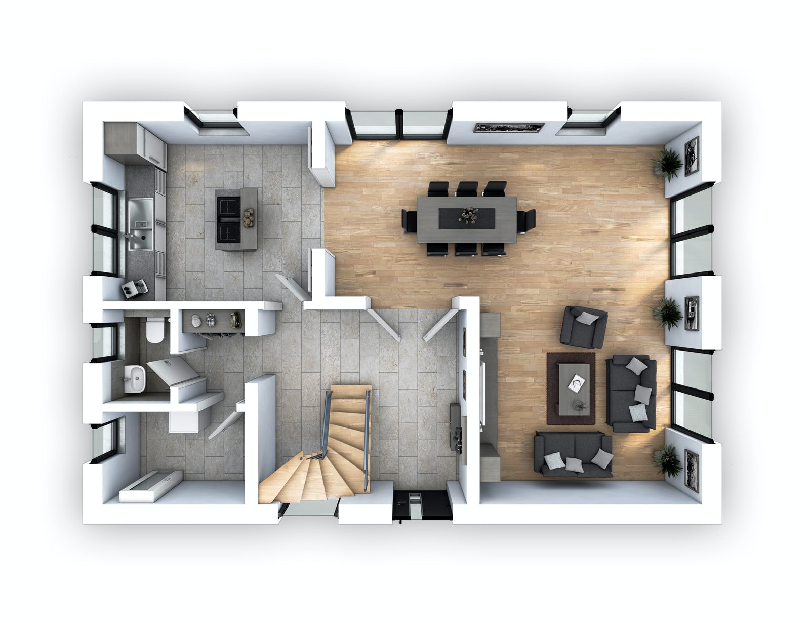 Massivhaus EFH Klassik 140 von hebelHAUS, Satteldach-Klassiker Grundriss 1