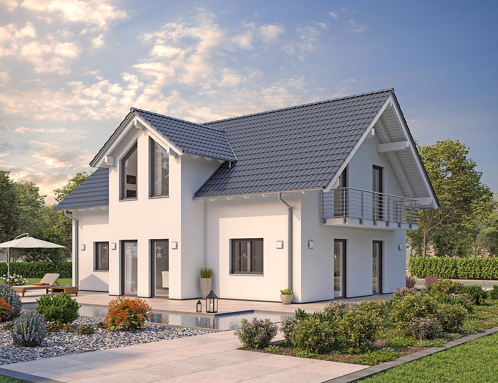 Massivhaus EFH Klassik 148 von hebelHAUS, Satteldach-Klassiker Außenansicht 1