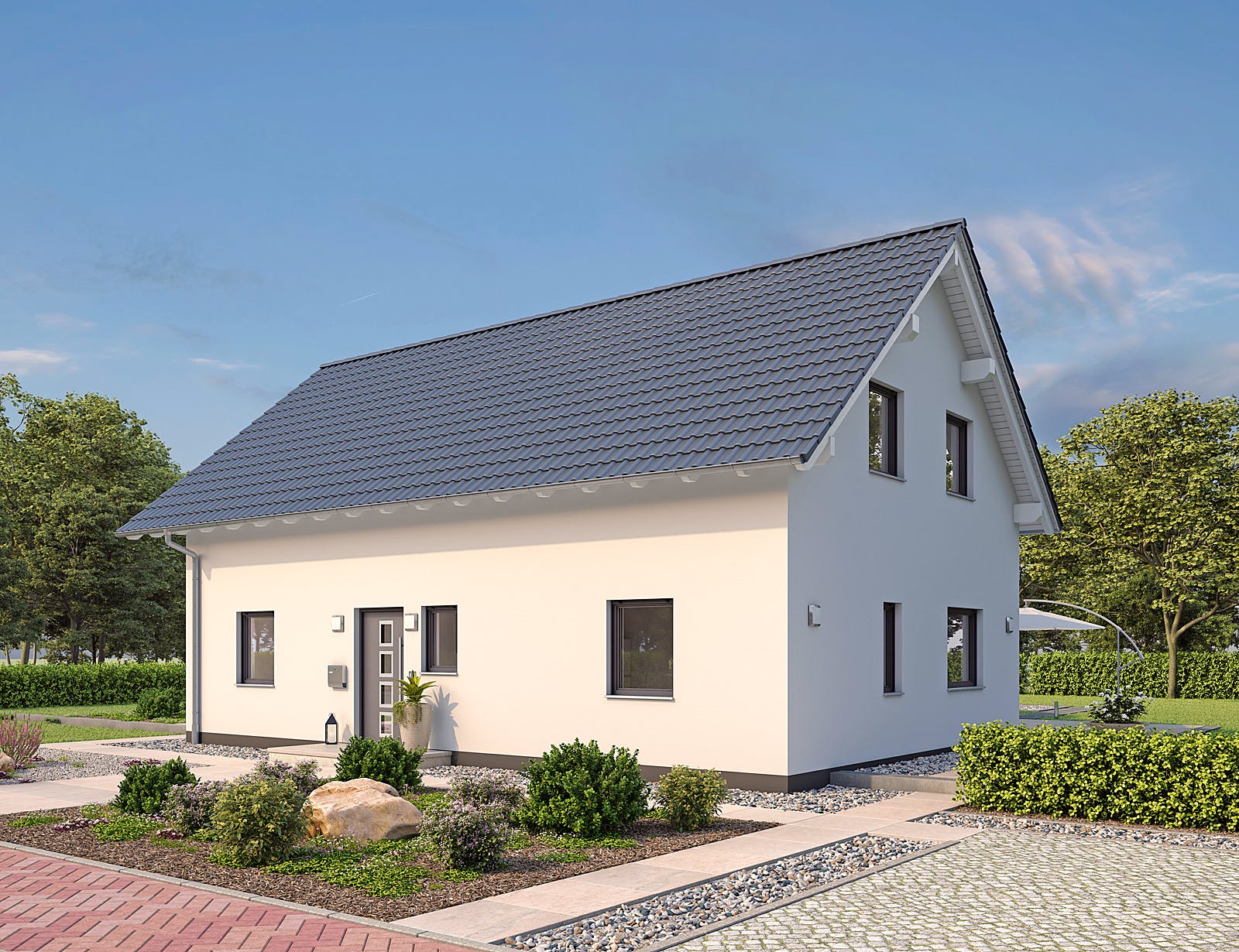 Massivhaus EFH Klassik 148 von hebelHAUS, Satteldach-Klassiker Außenansicht 2