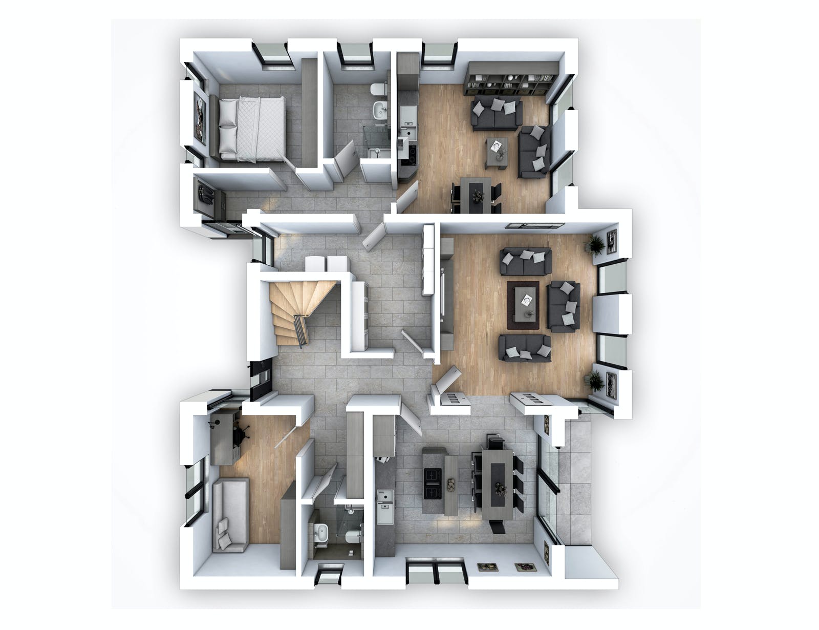 Massivhaus EFH PLUS Bauhaus 178 von hebelHAUS, Cubushaus Grundriss 1
