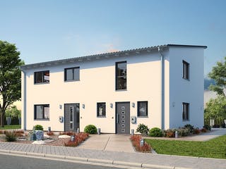 Massivhaus EFH PLUS Klassik 156 von hebelHAUS, Pultdachhaus Außenansicht 1