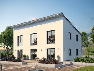 Massivhaus EFH PLUS Klassik 156 von hebelHAUS, Pultdachhaus Außenansicht 2