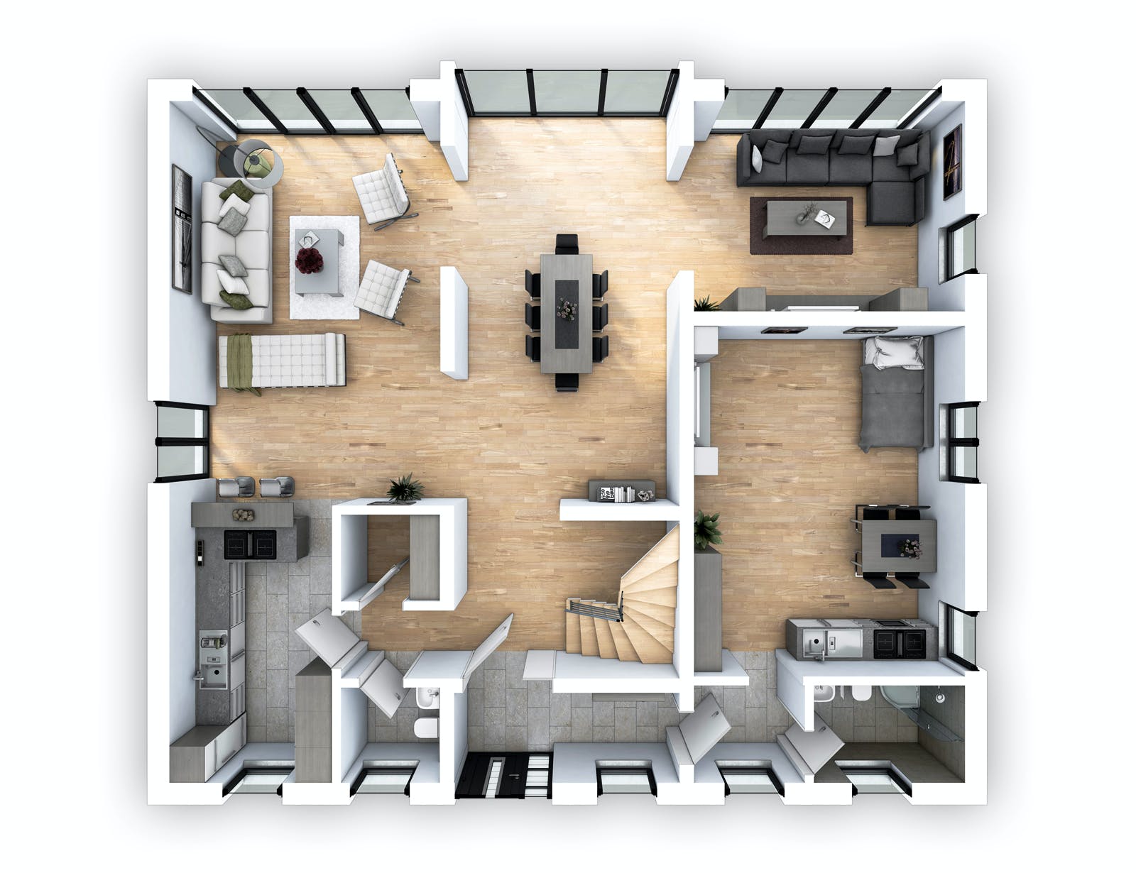 Massivhaus EFH PLUS Klassik 203 von hebelHAUS, Satteldach-Klassiker Grundriss 1