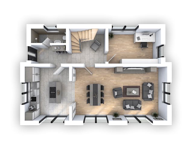 Massivhaus EFH Stadtvilla 141 von hebelHAUS, Pultdachhaus Grundriss 1