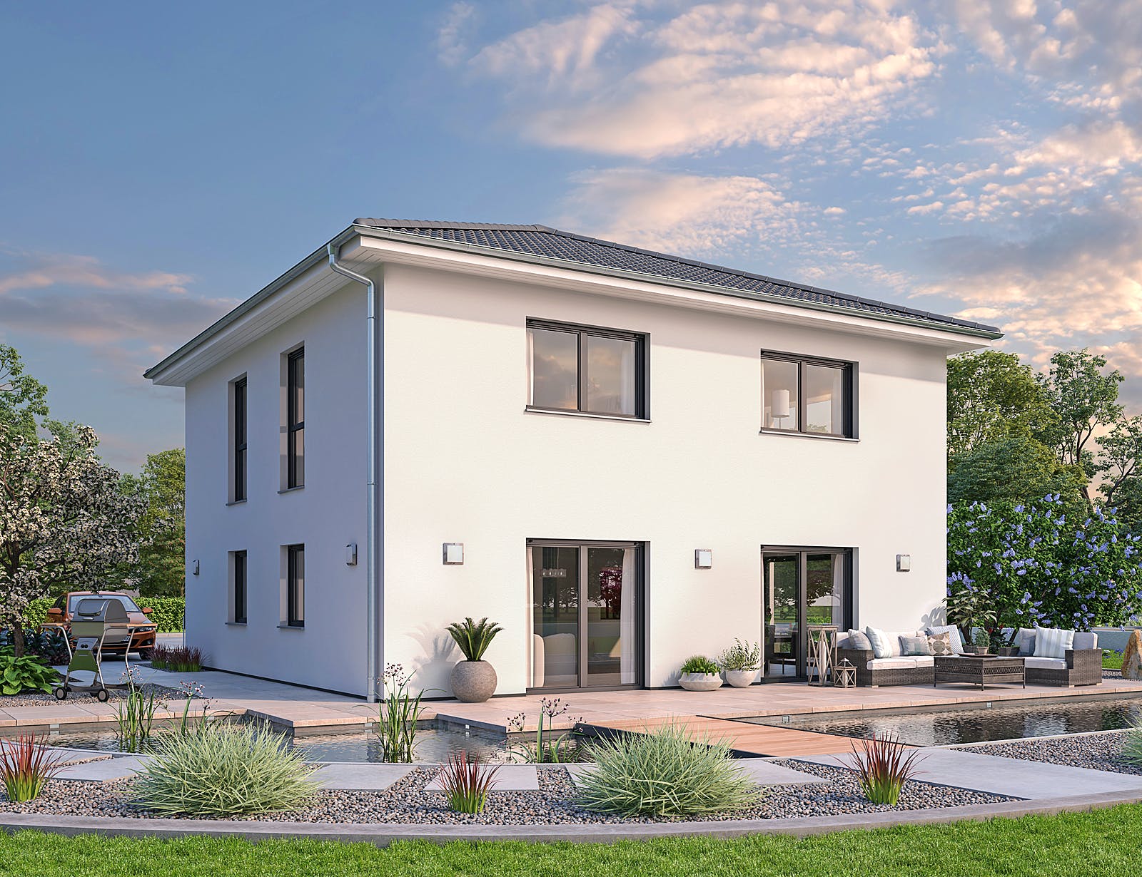 Massivhaus EFH Stadtvilla 153 von hebelHAUS, Stadtvilla Außenansicht 2