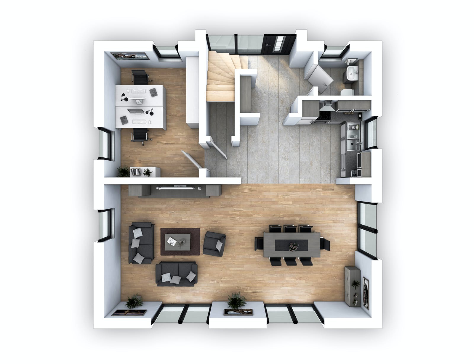 Massivhaus EFH Stadtvilla 153 von hebelHAUS, Stadtvilla Grundriss 1