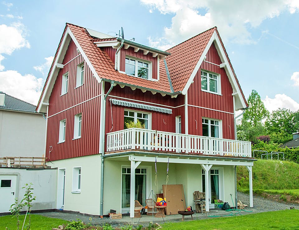 Fertighaus Orginalgetreues Schwedenhaus in Rösrath von Hausbau Heggemann Schlüsselfertig ab 470000€, Außenansicht 1