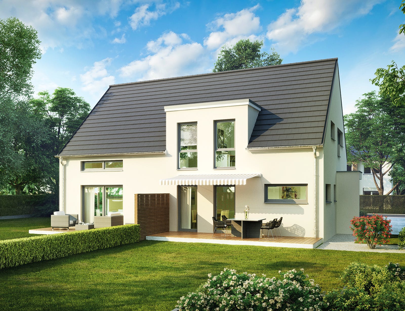 Massivhaus Amsterdam von HELMA MASSIVHAUS Schlüsselfertig ab 459600€, Satteldach-Klassiker Außenansicht 1