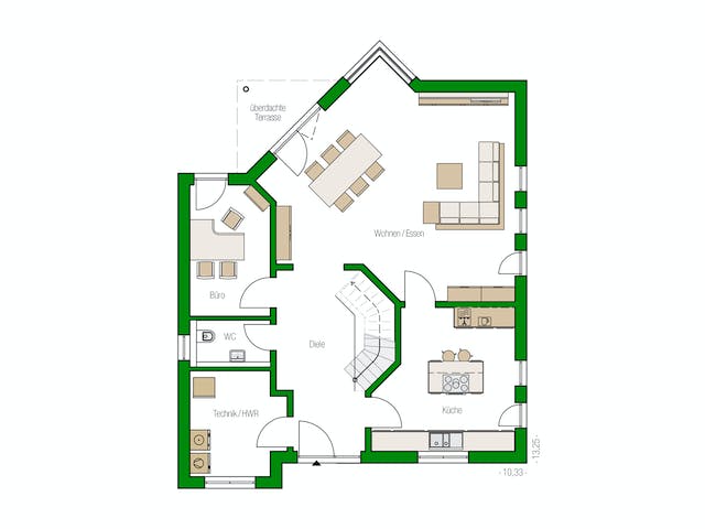 Massivhaus Bremen von HELMA MASSIVHAUS Schlüsselfertig ab 395550€, Satteldach-Klassiker Grundriss 1