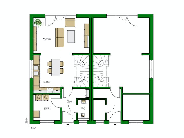 Massivhaus Bristol von HELMA MASSIVHAUS Schlüsselfertig ab 329000€, Satteldach-Klassiker Grundriss 1