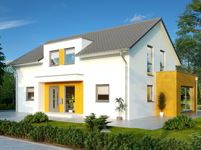 Massivhaus Colmar von HELMA MASSIVHAUS Schlüsselfertig ab 427450€, Satteldach-Klassiker Außenansicht 2
