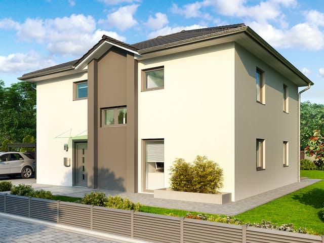 Massivhaus Dresden von HELMA MASSIVHAUS Schlüsselfertig ab 378550€, Stadtvilla Außenansicht 2