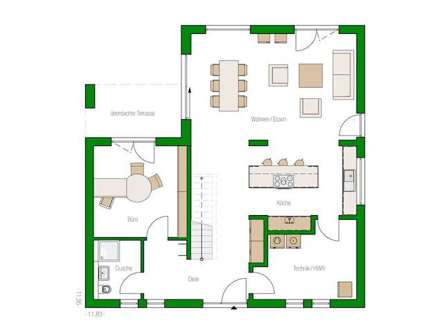 Massivhaus Lausanne von HELMA MASSIVHAUS Schlüsselfertig ab 461050€, Stadtvilla Grundriss 1