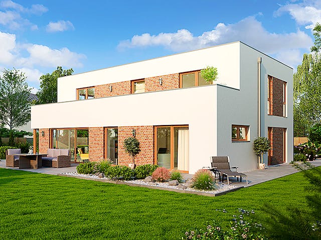 Massivhaus Venlo von HELMA MASSIVHAUS Schlüsselfertig ab 557000€, Cubushaus Außenansicht 2