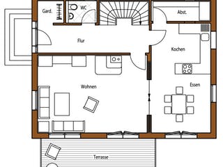 Blockhaus B136 Hodapp von Frammelsberger R. Ingenieur-Holzbau, Blockhaus Grundriss 1