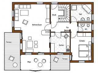 Blockhaus B162 Sutter von Frammelsberger R. Ingenieur-Holzbau, Blockhaus Grundriss 1
