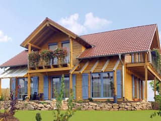 Blockhaus B165 Griesmayer von Frammelsberger R. Ingenieur-Holzbau, Blockhaus Außenansicht 1