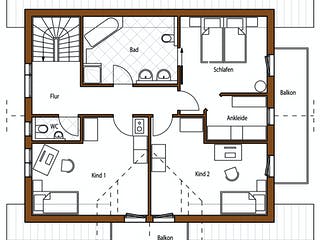 Blockhaus B167 von Frammelsberger R. Ingenieur-Holzbau, Blockhaus Grundriss 1