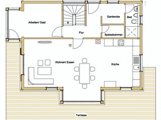 Blockhaus B155 Krank von Frammelsberger R. Ingenieur-Holzbau, Blockhaus Grundriss 1
